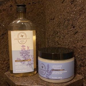 💜 2-pc Set “Lavender & Vanilla” BBW Aromatherapy Body Wash + Scrub, Full Sz NWT